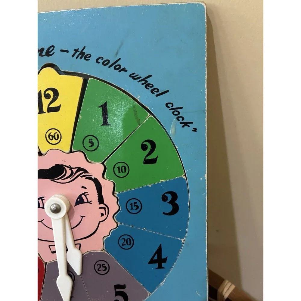 Vintage Puzzle I'M TIMMY TIME Color Wheel Clock Complete 13 Pieces 1960’s
